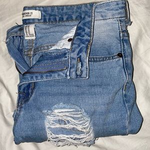 Mom Jeans Ripped all down front sides of legs